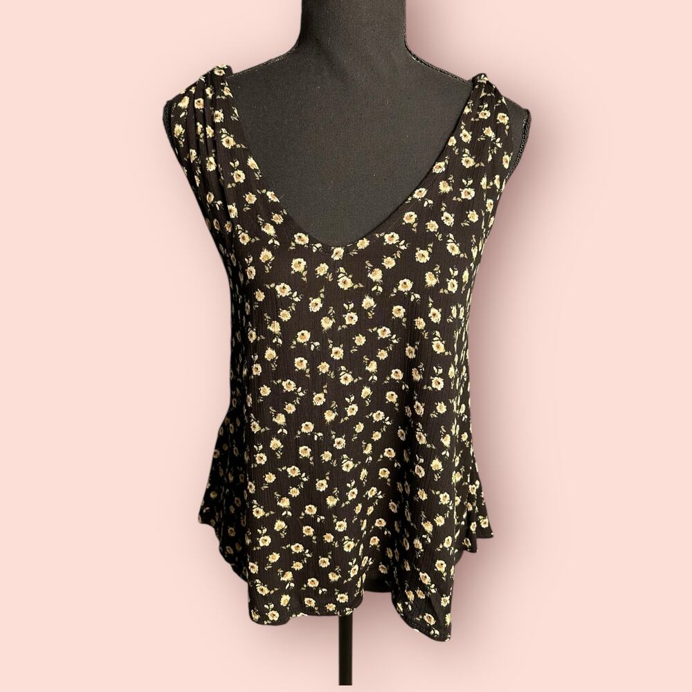 Sadie & Sage Floral Cami Tank Top Women Knotted Strap Boho Small Cottagecore